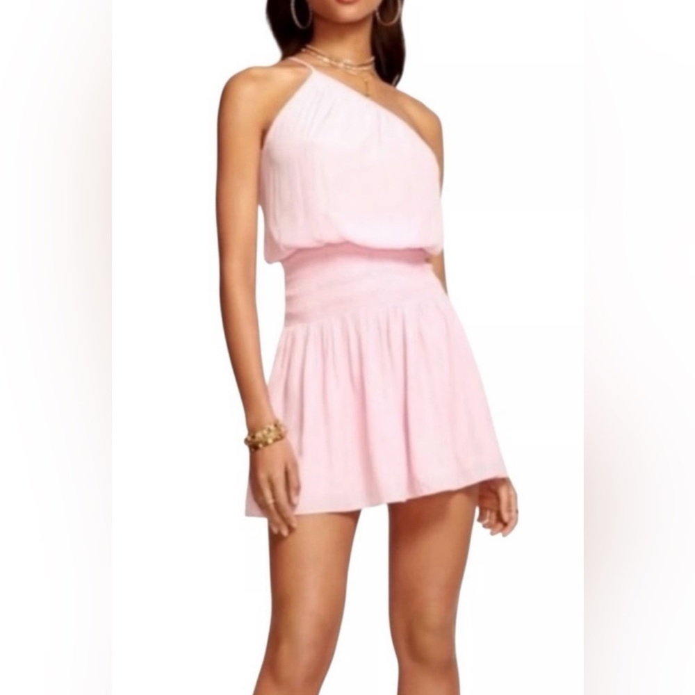 RAMY BROOK Leah One Shoulder Satin Mini Dress, Size M